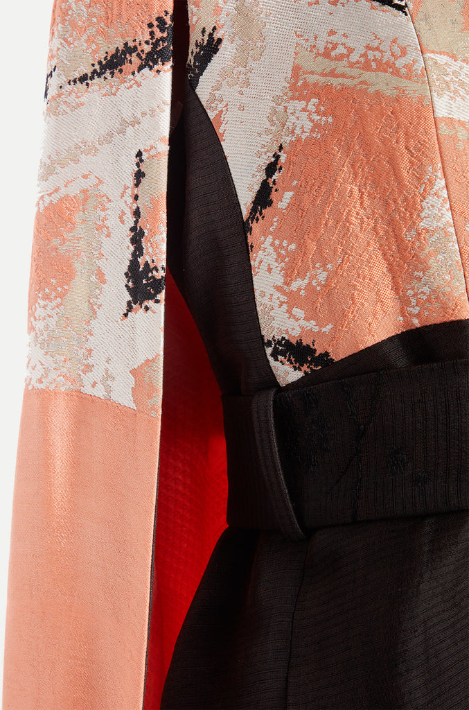 Womenswear black coral white kimono cape blazer detail