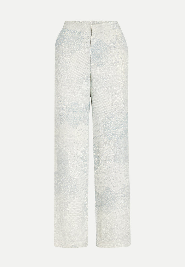 womenswear light blue straight cut tailored trousers front