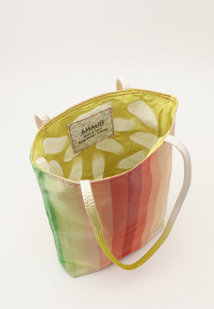 rainbow coloured tote bag made from vintage kimonos