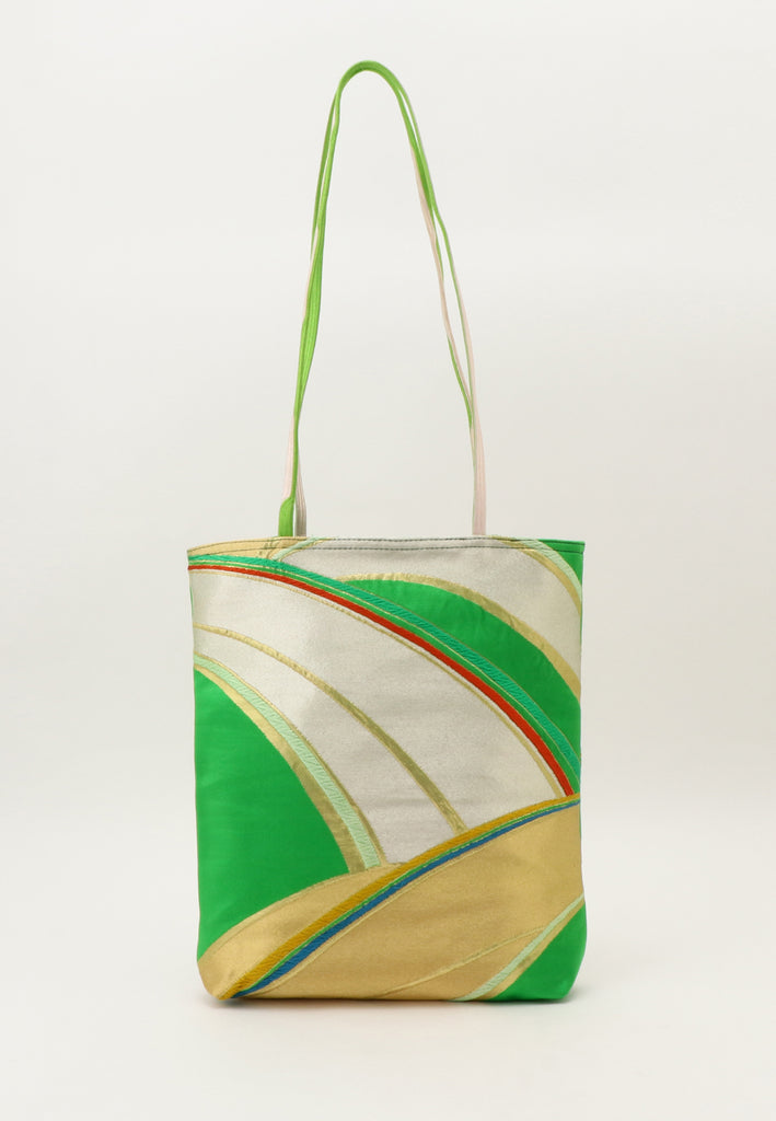 gold green white tote bag made from vintage kimonos