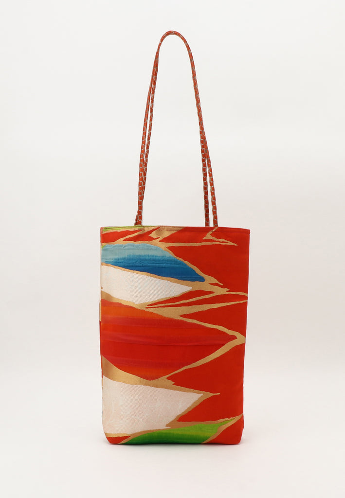 red orange blue white green tote bag made from vintage kimonos
