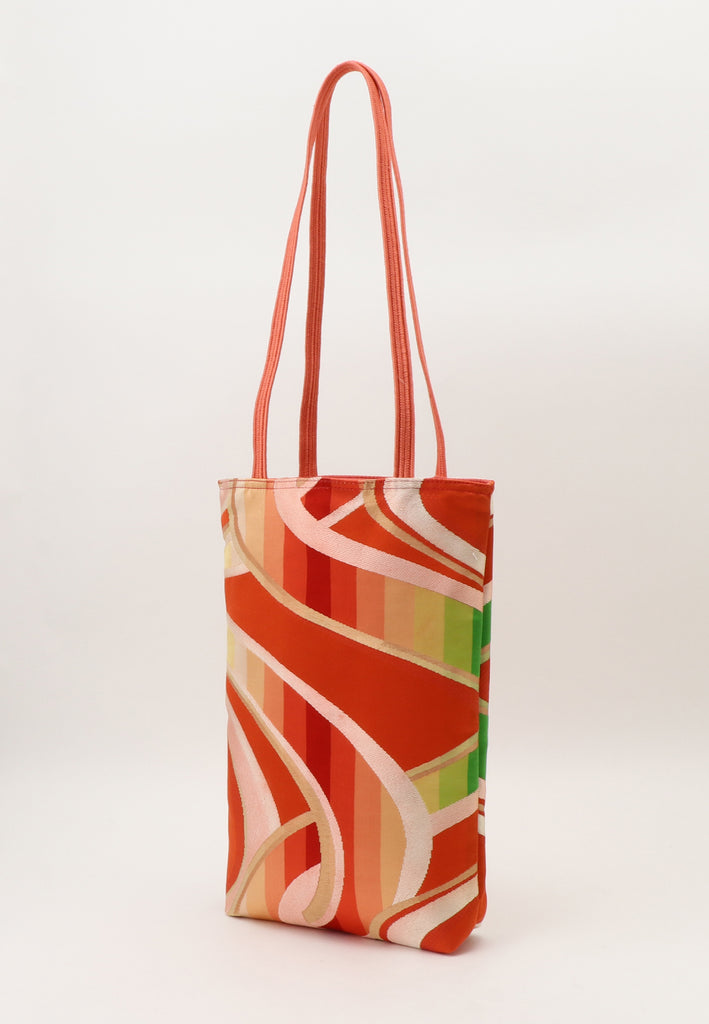wavy rainbow patterned tote bag made from vintage kimonos