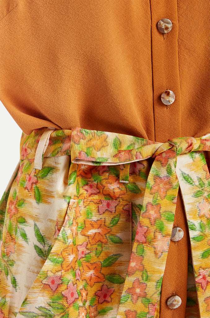 orange florals kimono jumpsuit detail