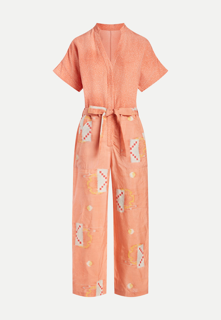 peach kimono jumpsuit front