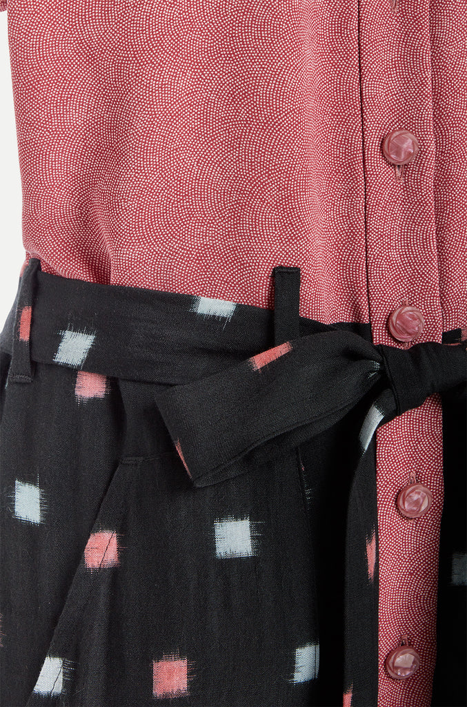 womenswear pink and black kimono jumpsuit detail