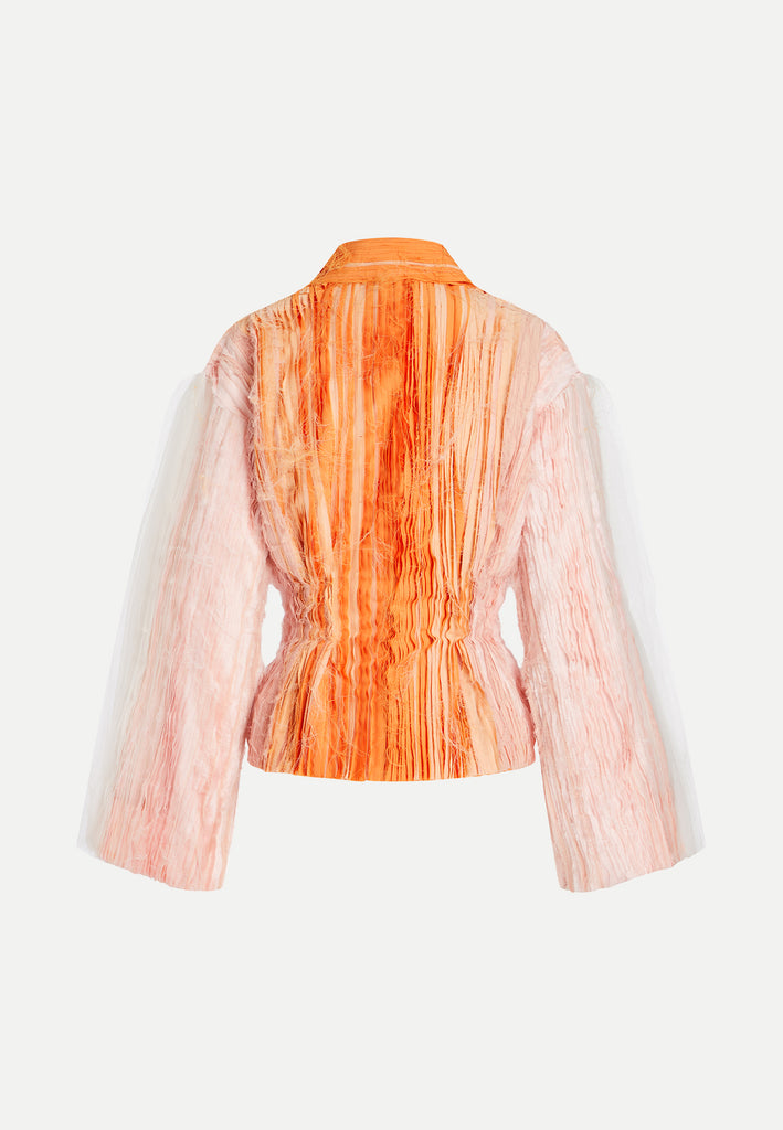 womenswear multi-layered peach rose white cropped jacket back