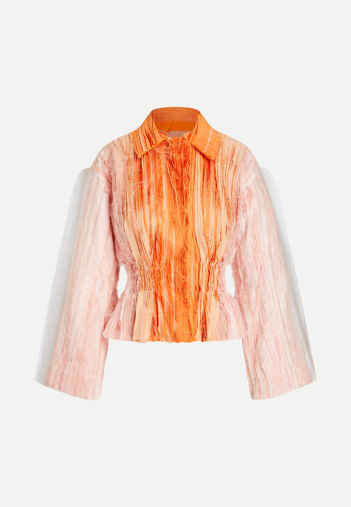 womenswear multi-layered peach rose white cropped jacket front
