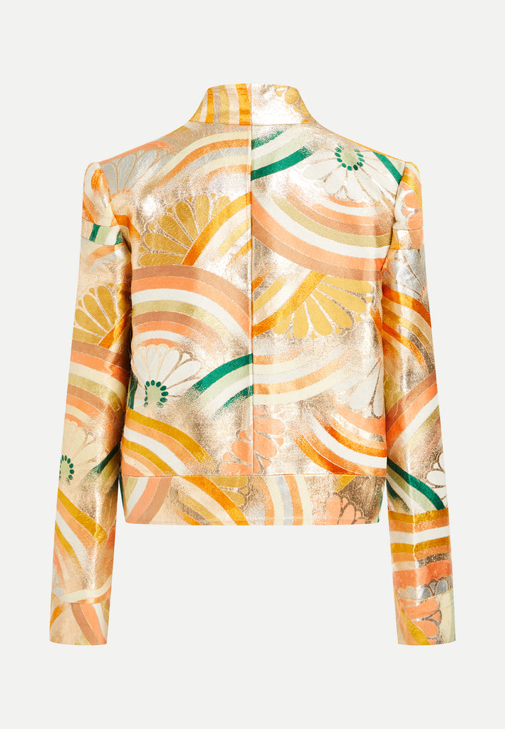 Womenswear gold kimono cropped jacket back