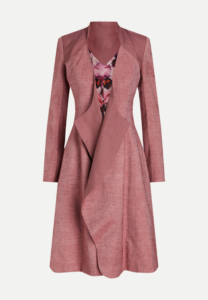 womenswear pink knee-length blazer coat front