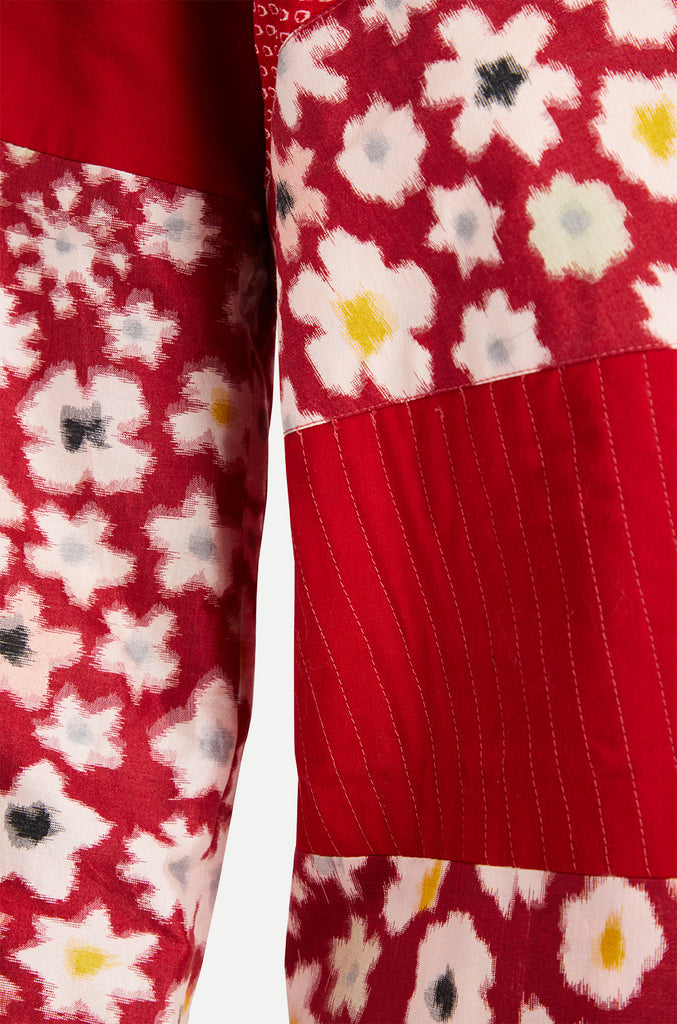 red white boro patchwork kimono jacket detail